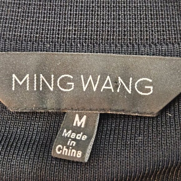 Ming Wang Cardigan Jacket Size Medium Black Blue White Knit Quiet Luxury - Picture 6 of 10